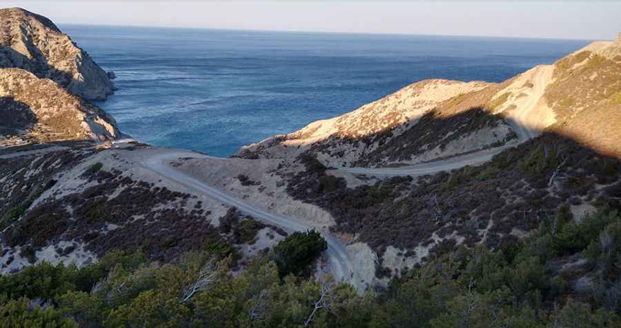 A 4x4 road to Agios Minas, a beach with crystal clear water