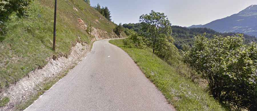 A curvy and narrow paved road to Col du Pradier