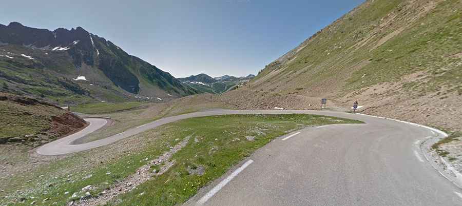 A curvy road with 75 hairpin turns to Col de la Lombarde