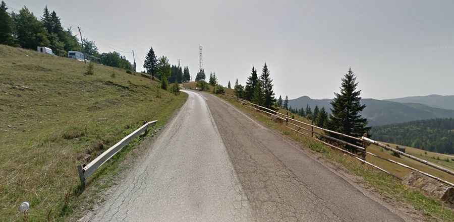 A Paved Road to Ciumarna Pass in the Carpathian Mountains