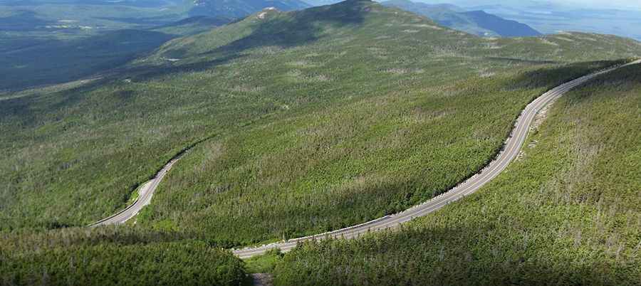 A paved road to the top of Whiteface Mountain in New York