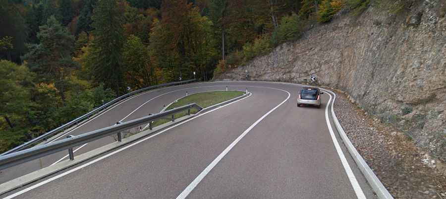A popular curvy road to the summit of Mendel Pass