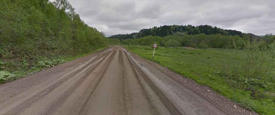 A remote road to Pereval Nevelskiy in the Sakhalin Oblast