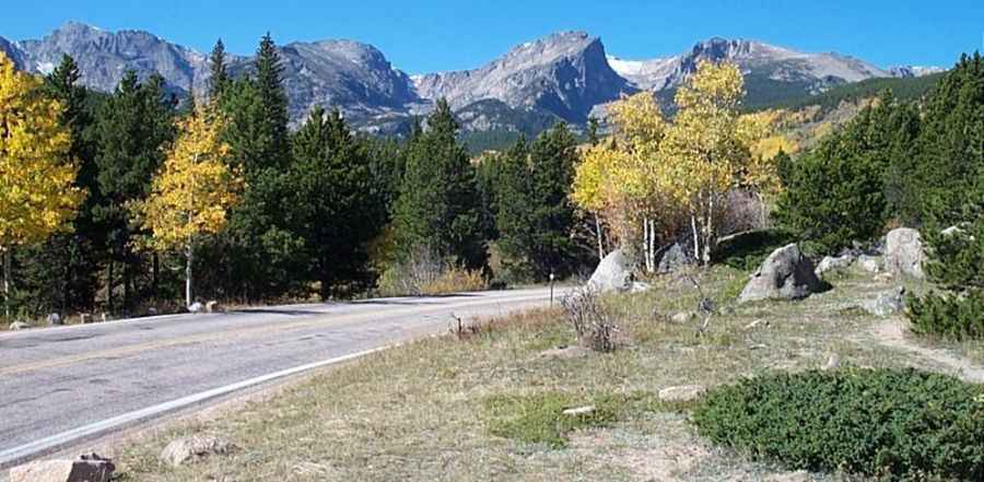 A scenic paved road to the alpine Bear Lake in Colorado