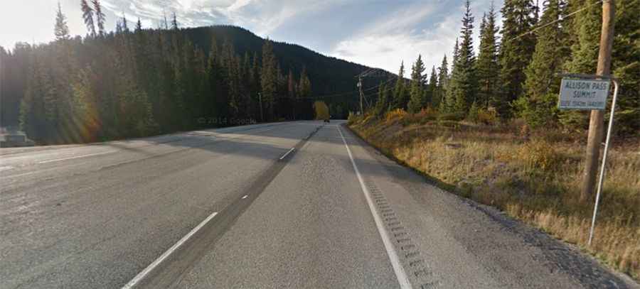 A steep paved road to Allison Pass in BC