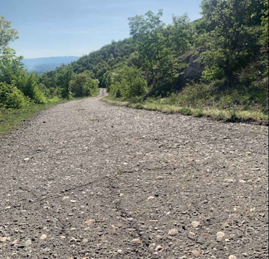 A tricky steep road to the summit of Bucanski Kamen in Serbia