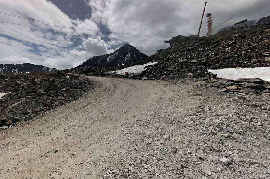A very demanding road to Bergstation Schaufeljoch in the Alps
