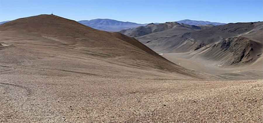 A wild mining road to Vicuña volcano in the Andes