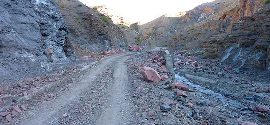 A wild road to Col D'Azwin in the High Atlas
