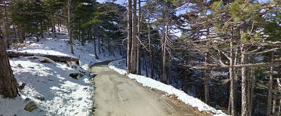 A winding road to Bocca di Sorba in Corsica
