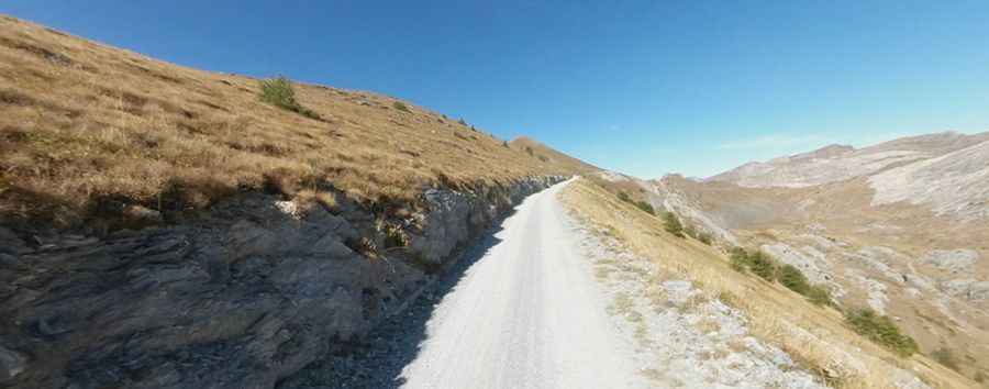 An epic road to Selle Vecchie Pass in the Alps