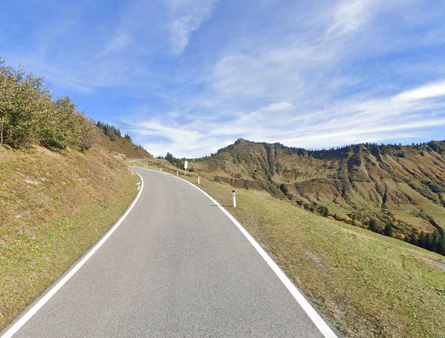 An iconic paved road to Furkajoch in the Austrian Alps