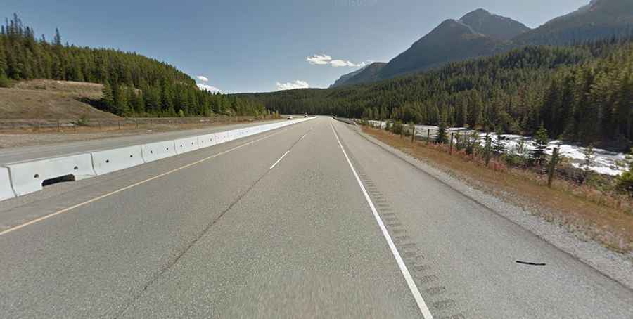 An iconic road to Kicking Horse Pass in the Canadian Rockies