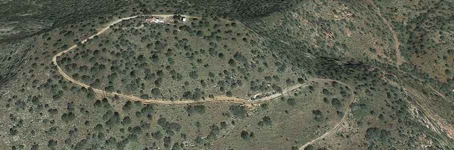 Brown Mountain: a steep unpaved road to the top