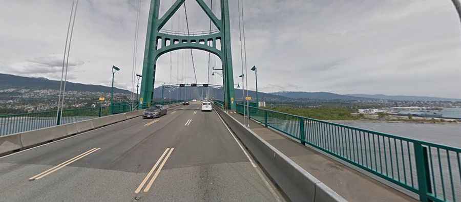 Crossing the iconic Lions Gate Bridge in British Columbia