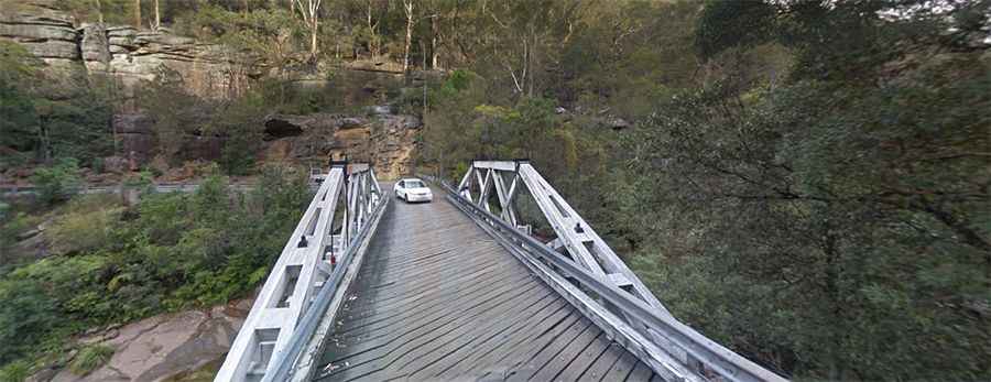 Crossing the iconic Tunks Creek Bridge