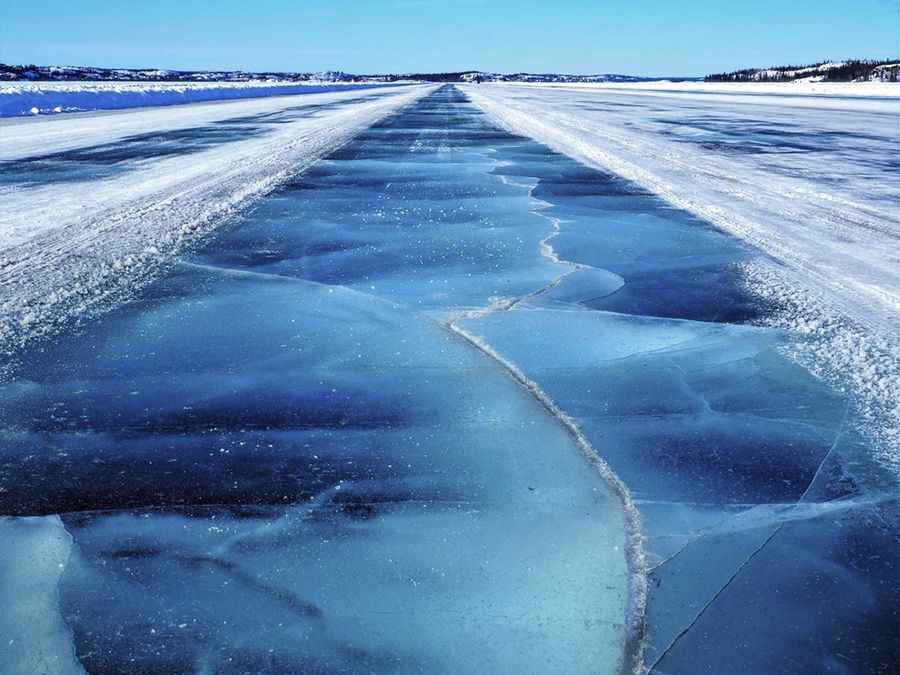 Dettah Ice Road is a cold highway in the Northwest Territories