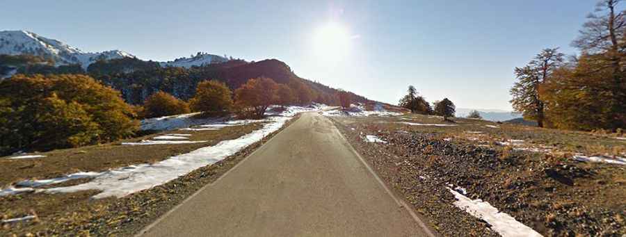 Driving a wild paved road to Buzi Pass in North West Greece