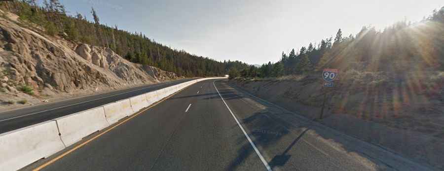 Driving Interstate 90 to Homestake Pass in the Rocky Mountains of Montana