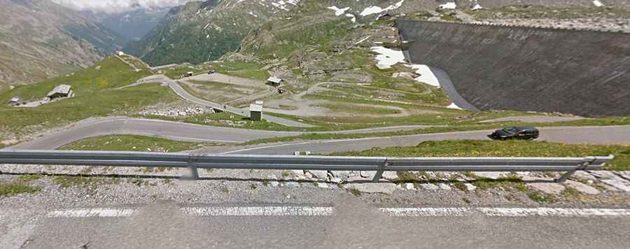Driving the curvy road to Serru Lake in the Alps
