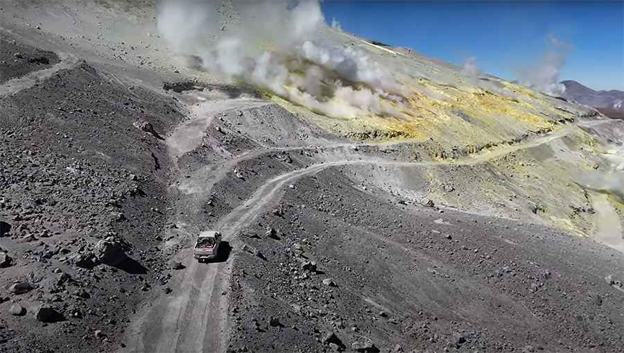 Driving the extreme 4x4 mining road to Lastarria Volcano in the Andes
