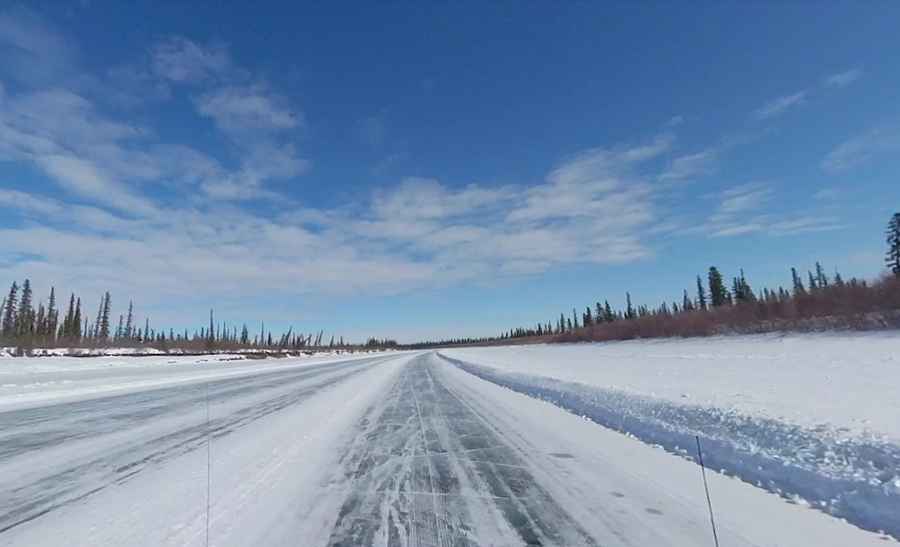 Driving the frozen Aklavik Ice Road in the Northwest Territories