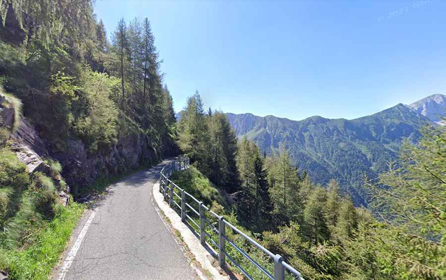Driving the narrow road to Vivione Pass in the Italian Alps