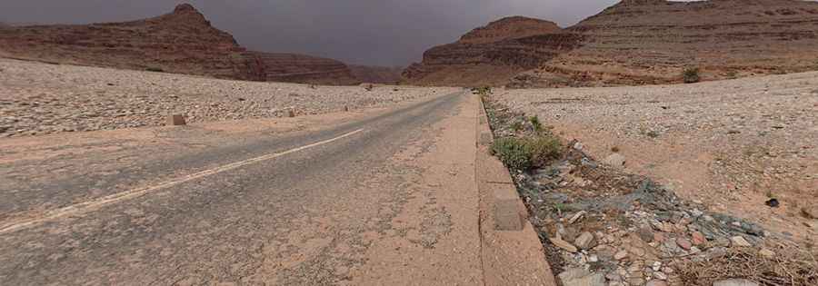 Driving the paved R107 road in the Anti Atlas Mountains