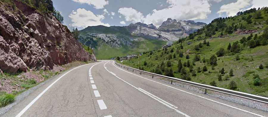 Driving the paved road to Somport Pass in the Pyrenees