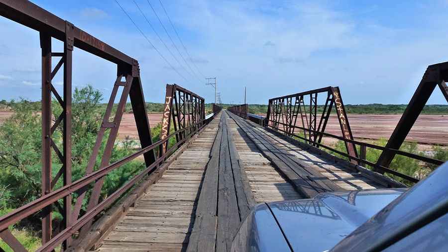 Driving the Red River Bridge on the Oklahoma and Texas border
