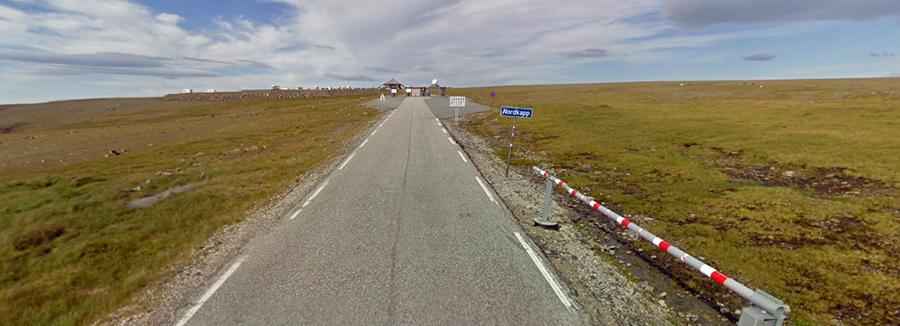 Driving the road to Nordkapp, the northernmost point on the European mainland