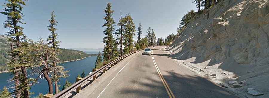 Driving the scenic Emerald Bay Road in Lake Tahoe