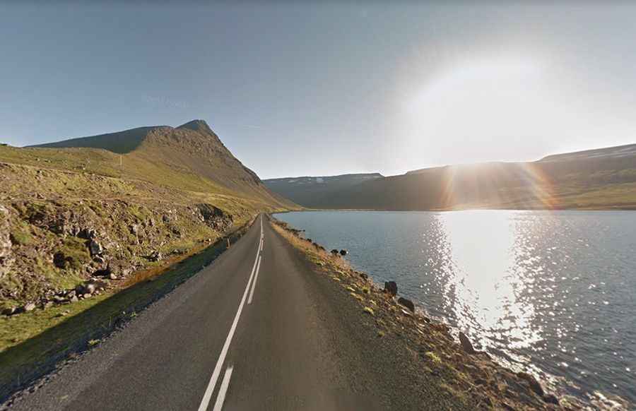 Driving the scenic Route 61, a coastal road in Iceland
