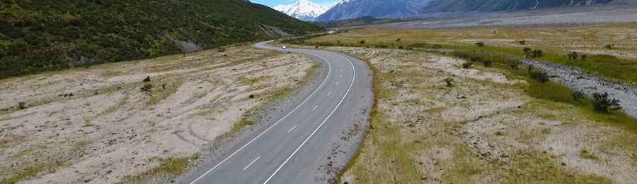 Driving the scenic Tasman Valley Road in NZ