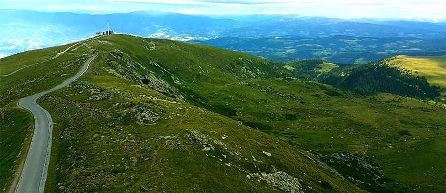 Driving the steep road to Grosser Speikkogel in the Lavanttal Alps