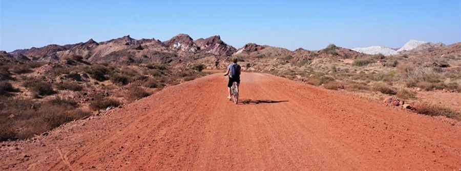 Driving through the unpaved Hormuz Island Loop Road