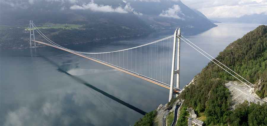 Hardanger Bridge is the longest suspension bridge in Norway