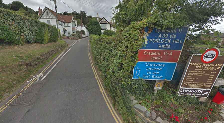 Porlock Hill is the steepest A road in England