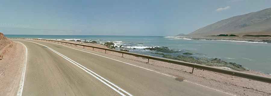 Ruta 1 is a Coastal Road Surrounded by a Lunar-Like Depression