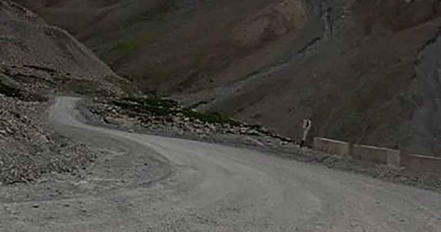 The closed road to Bedel Pass, on Kyrgyzstan-China border