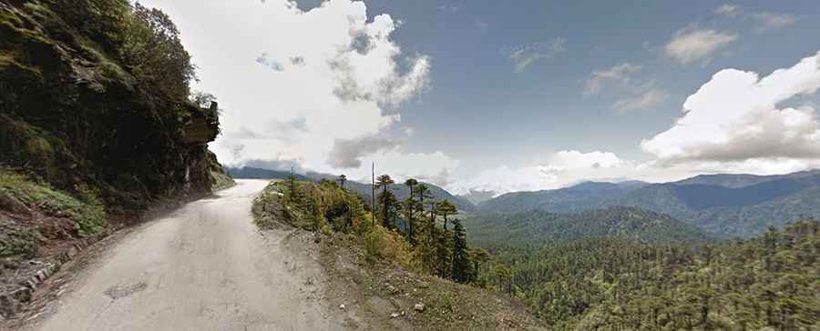 The curvy road to Thrumshing La isn't an easy one