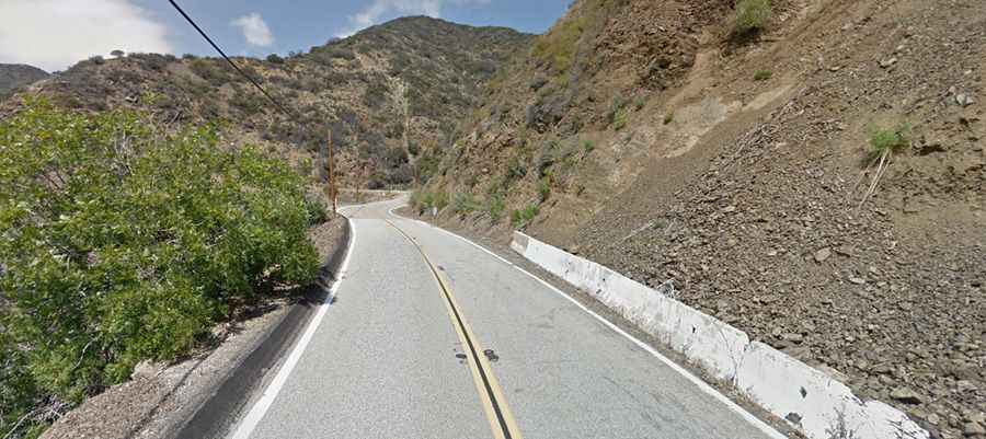 The curvy road to Triunfo Pass in California