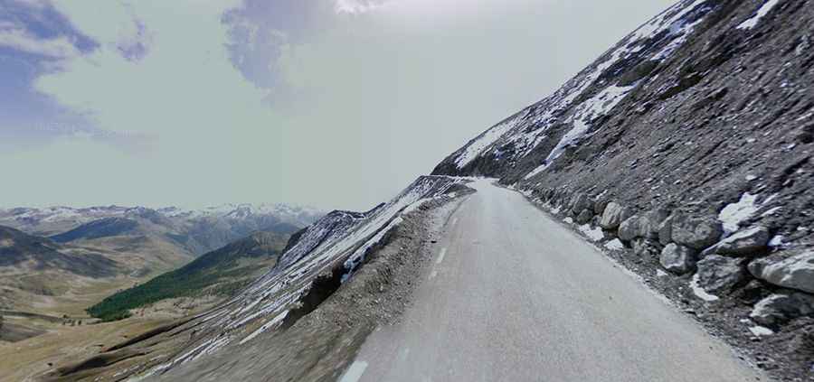 The iconic road to Col de la Bonette in the French Alps