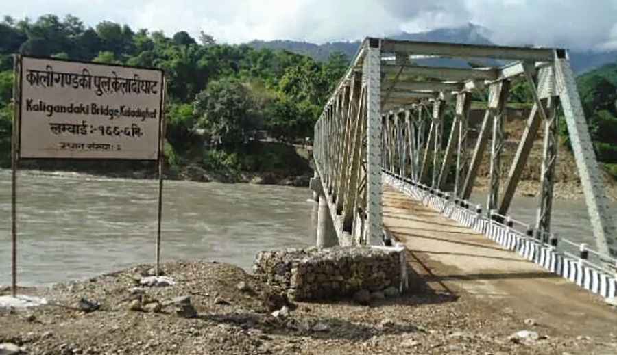 The narrow Keladighat Bridge in Nepal