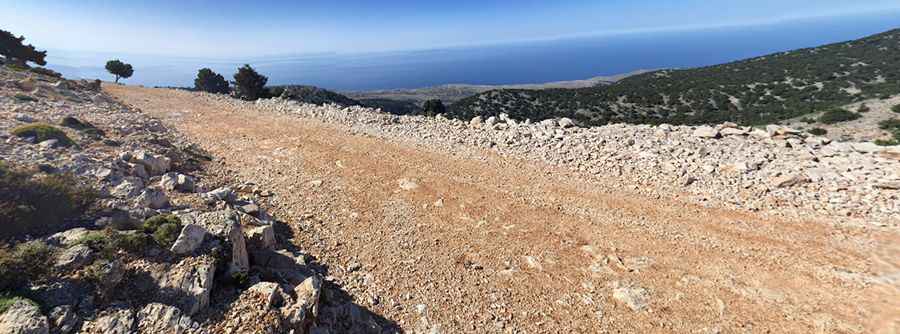 The rocky and lunar 4x4 road to the summit of Mavra Kremna in Crete