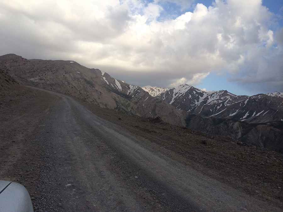 The unpaved road to Gardaneh-ye Galeh Badush in Iran's Zagros Mountains