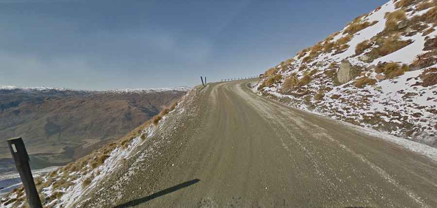 The unpaved winding road to Cardrona Alpine Resort