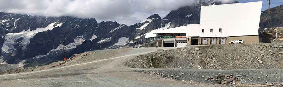 The wild road to Testa Grigia in the Alps