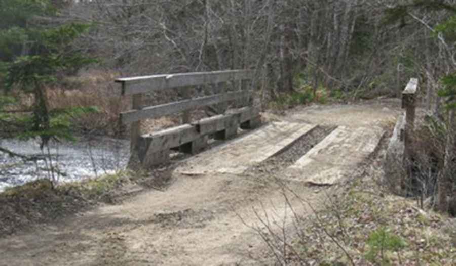 The wooden Silver River Bridge in Nova Scotia