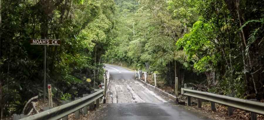 Travelling through the scenic Noah Creek bridge